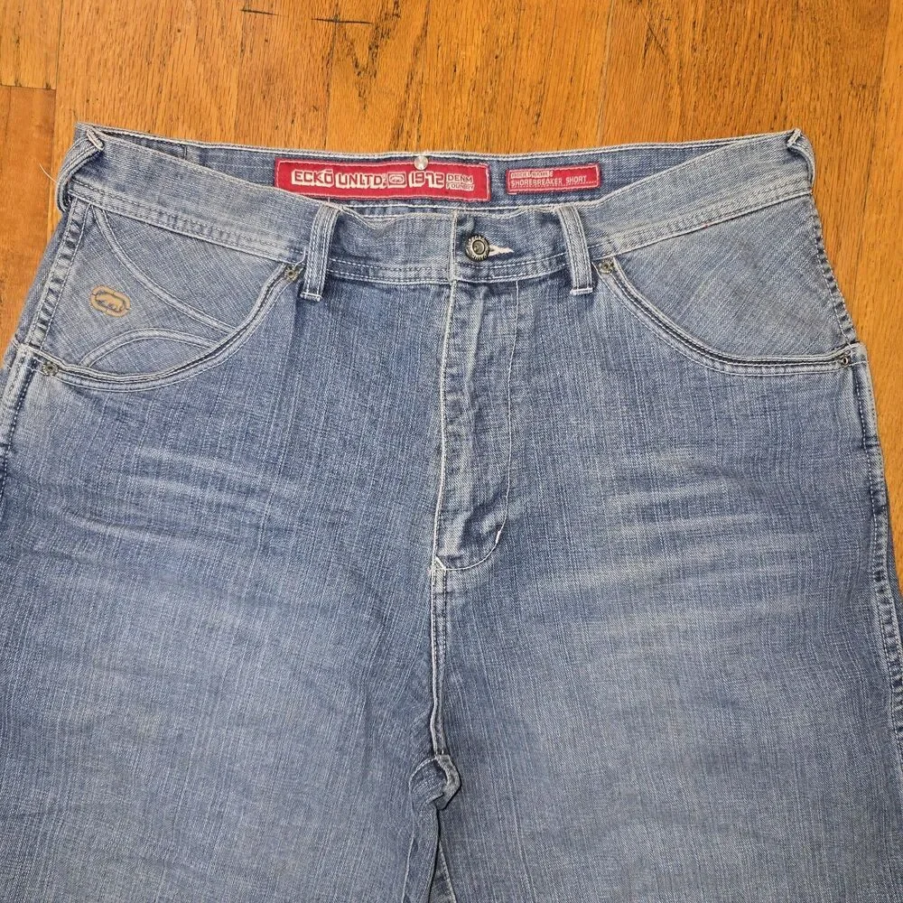 Ecko Unlimited Men's Carpenter Shorts Blue Baggy Hip Hop Skater Y2K 90s Size 34